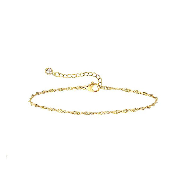 Damen zartes Fußkettchen-Set mit feinen Glieder- und funkelnden Zirkonia-Details Shop Nory