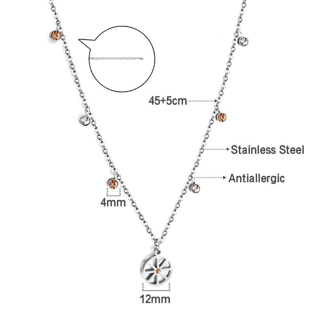 Damen Edelstahl Halskette mit funkelndem Kirsch-Anhänger Shop Nory