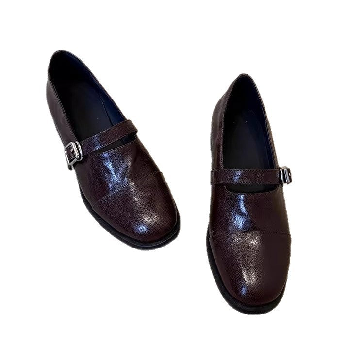 Damen Flache Leder‑Mary‑Jane‑Loafer mit verstellbarer Metallschnalle Shop Nory