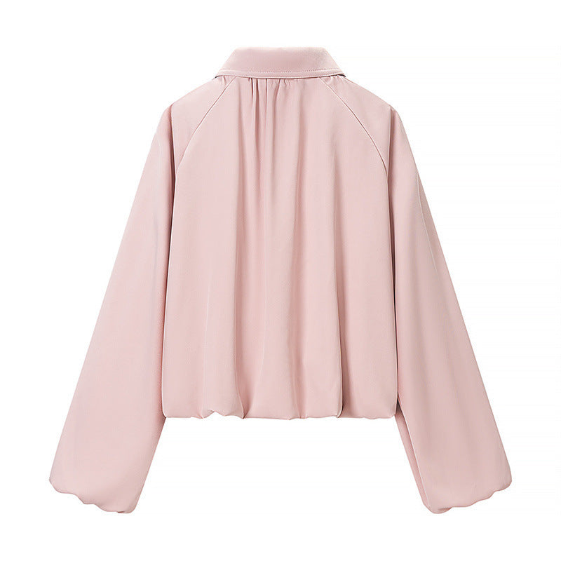 Damen Cropped-Jacke mit drapierter Vorderpartie, Reißverschluss und Ballonärmeln Shop Nory