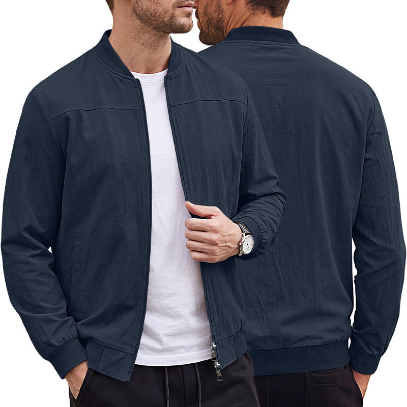 Herren leichte Bomberjacke mit geripptem Bund und durchgehendem Reißverschluss Shop Nory