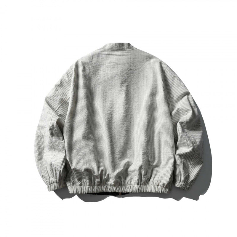 Unisex Leichte Oversize-Bomberjacke aus Strukturstoff mit Stehkragen und elastischem Saum Shop Nory