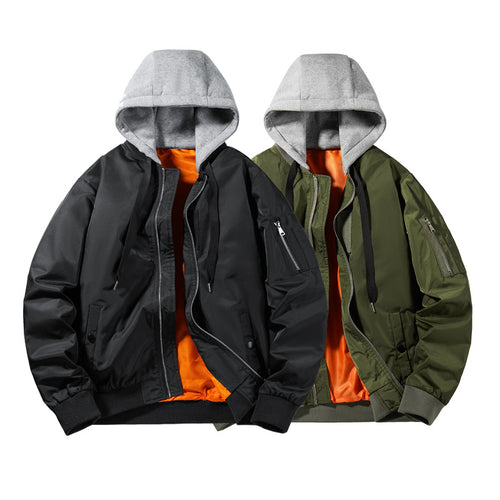 Herren Urban-Bomberjacke mit integriertem Kapuzenlayer, kontrastiertem Thermofutter und Ärmeltasche Shop Nory