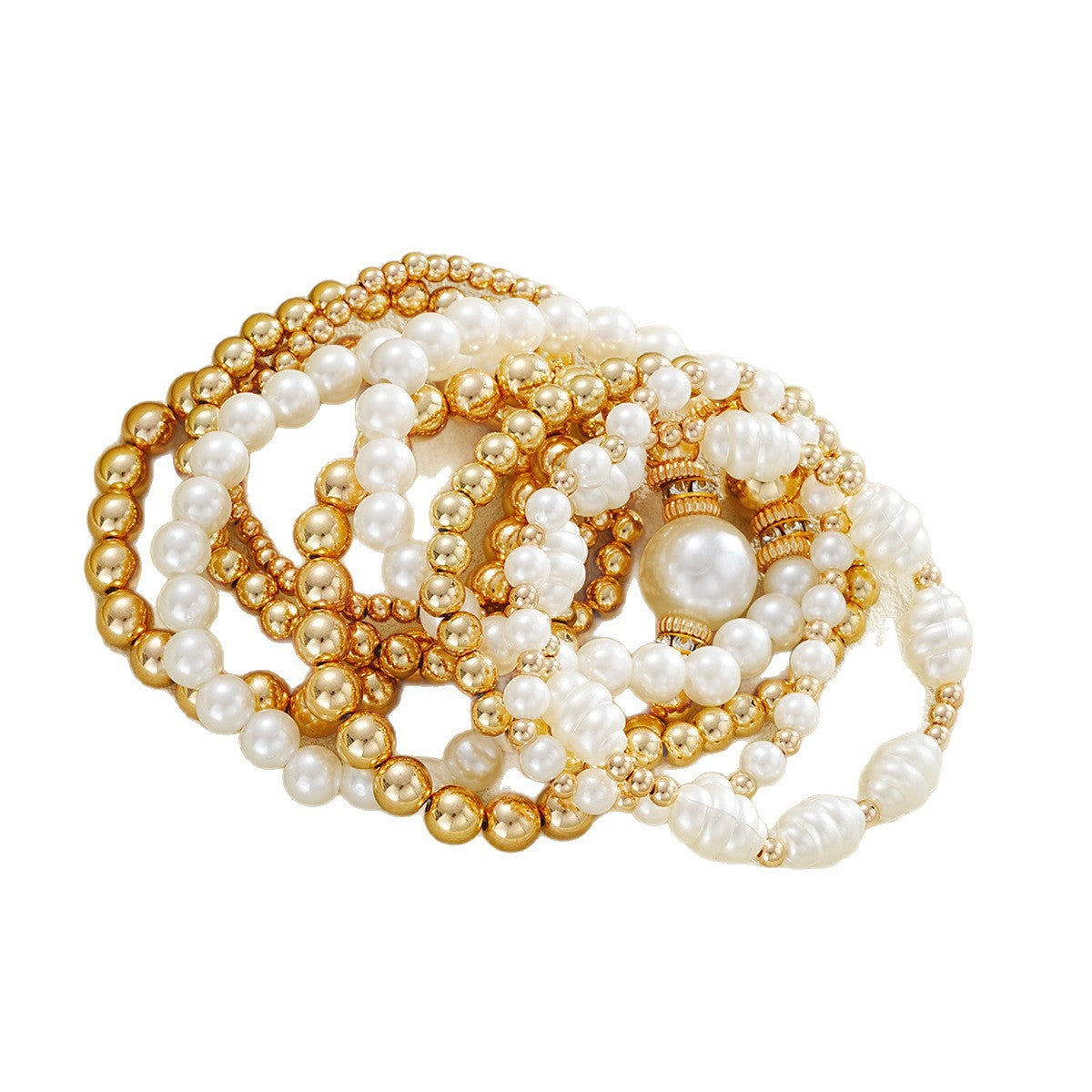 Damen Armreif-Set mit eleganten Perlen- und Goldakzenten Shop Nory