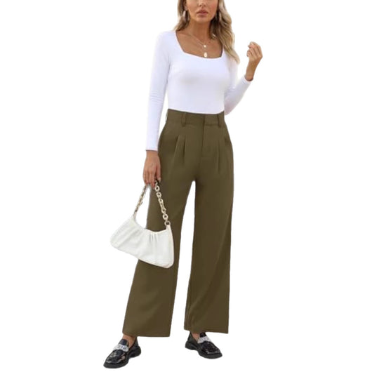 Damen Hochtaillierte Bundfalten-Hose im Palazzo-Stil mit weitem Bein Shop Nory