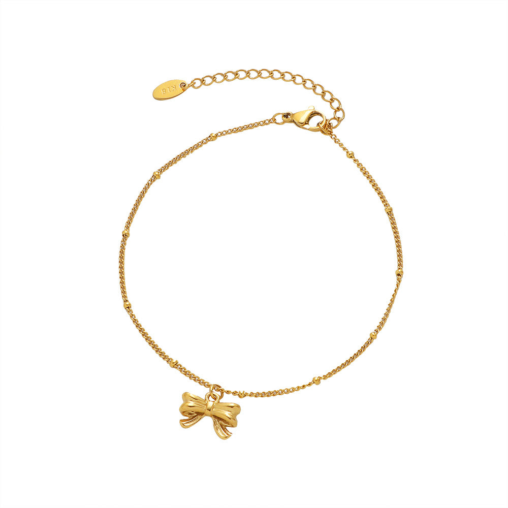 Damen Fußkette mit eleganten Schleifenanhänger Shop Nory