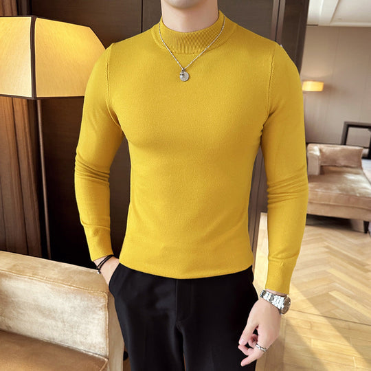 Herren modischer Pullover mit hohem Kragen und eleganter Passform