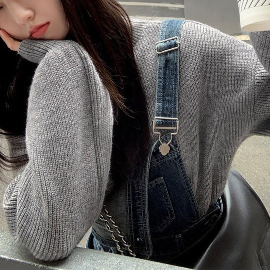 Damen Oversized Pullover mit Stehkragen Shop Nory