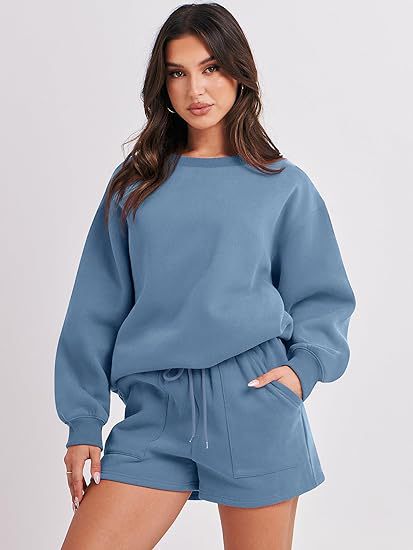 Damen Lässiges Sweatset mit Oversize‑Sweatshirt und hochgeschnittenen Shorts Shop Nory