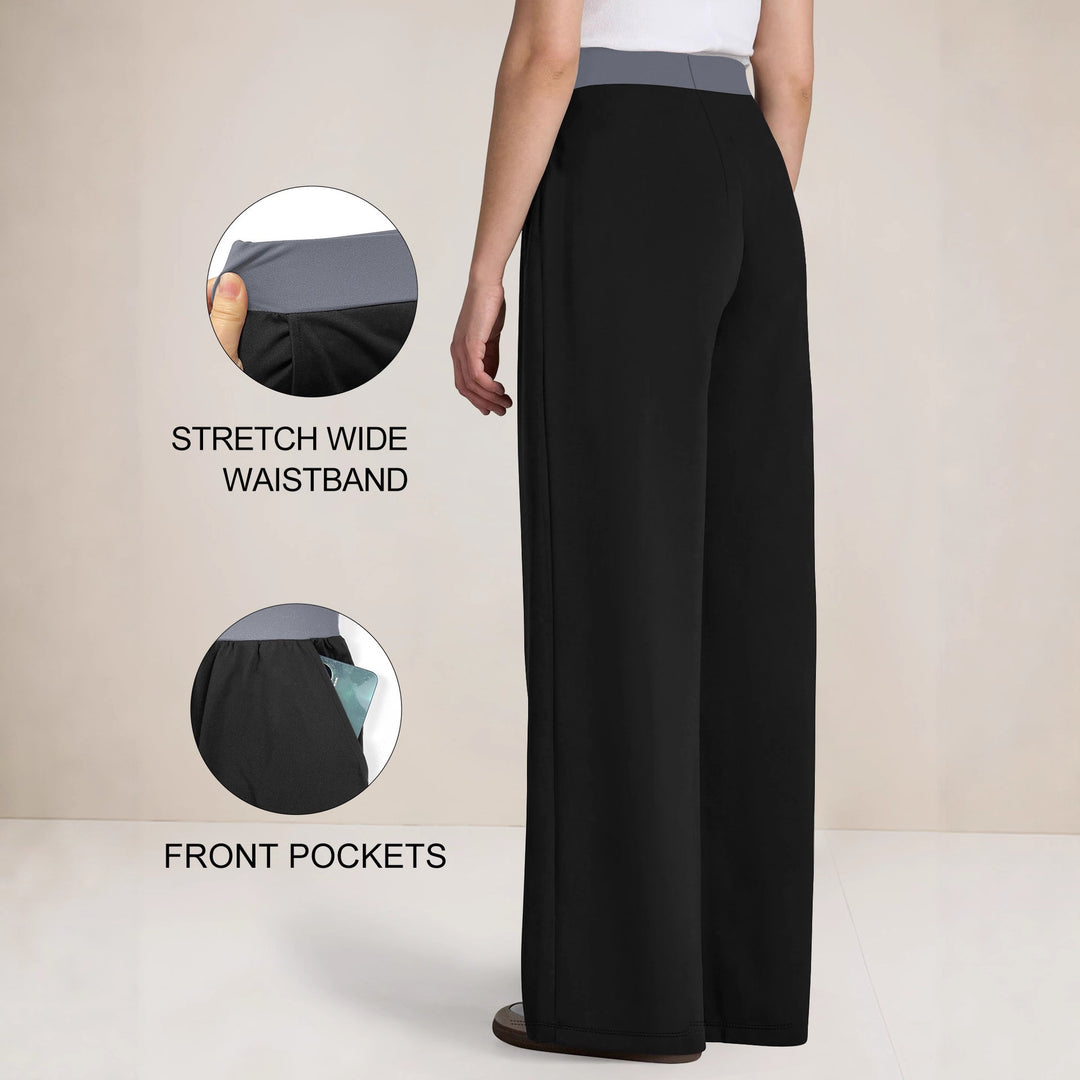 Damen Weite Komfort-Loungehose mit hohem Softbund und Seitentaschen Shopy Nory