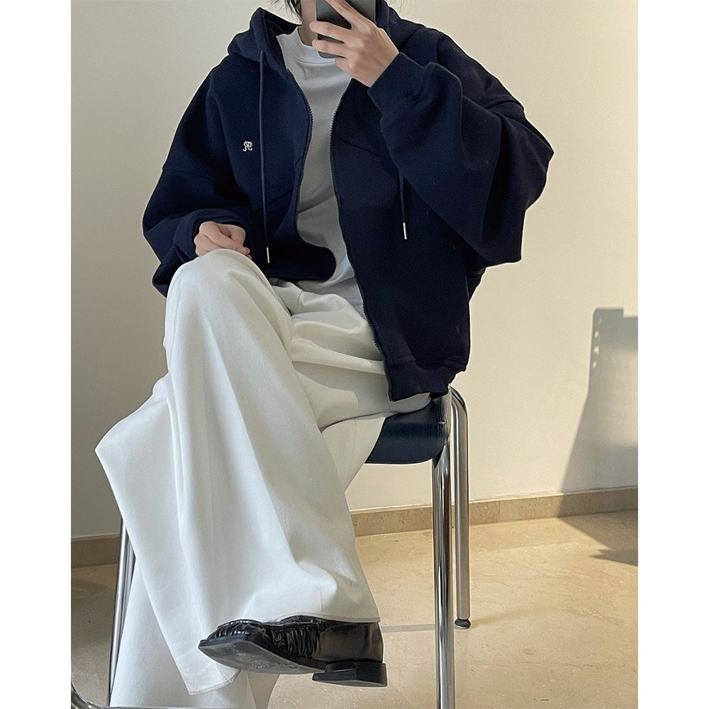 Damen Boxy-Oversize Kapuzen-Sweatjacke mit diagonalem Nahtdetail Shop Nory