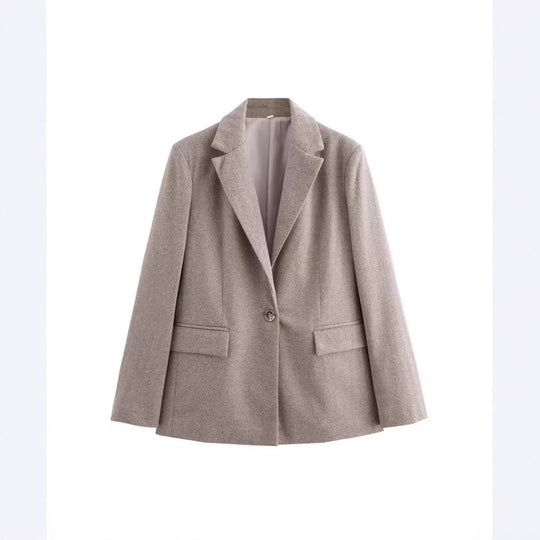 Damen Einreihiger Blazer mit Fischgrätmuster, Reverskragen und Pattentaschen Shop Nory