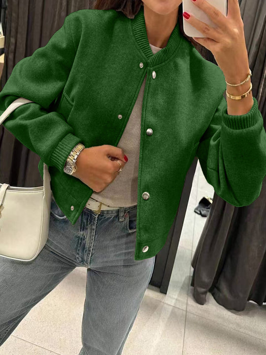 Damen Kurzjacke im Bomberstil aus Teddyfleece mit Rippbündchen Shop Nory