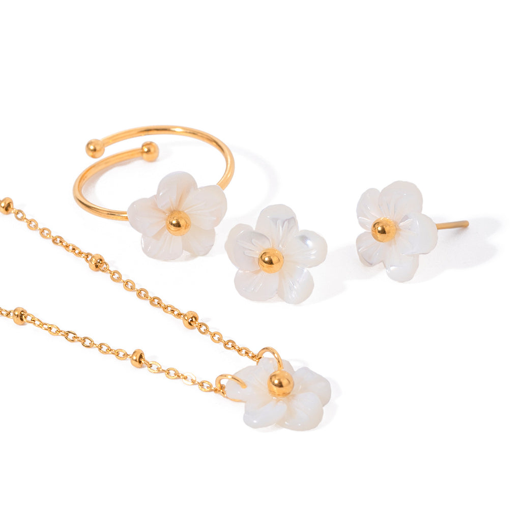Damen Offenes Armband mit filigranem Blumendesign aus hypoallergenem Edelstahl Shop Nory