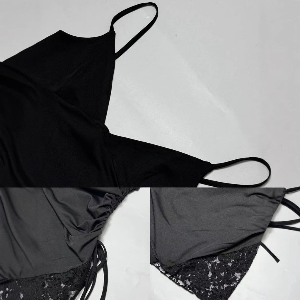 Damen Minikleid mit raffinierten Rüschendetails und verführerischem Spitzenansatz