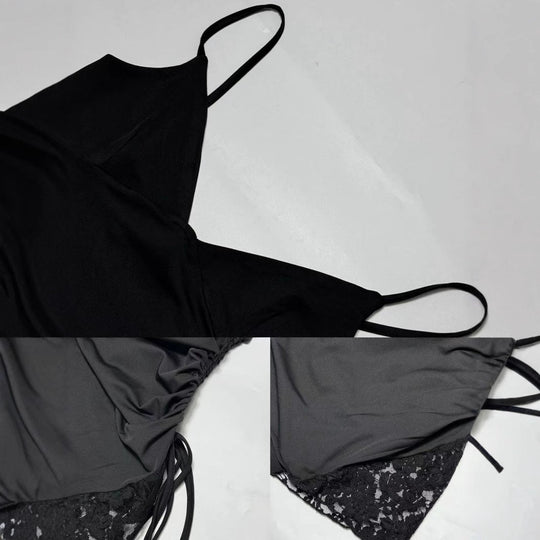 Damen Minikleid mit raffinierten Rüschendetails und verführerischem Spitzenansatz