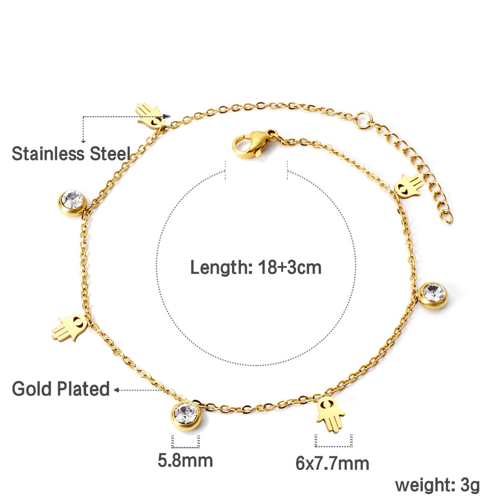 Damen zartes, goldplattiertes Armband mit funkelnden Zirkonia und herzförmigen Anhängern Shop Nory