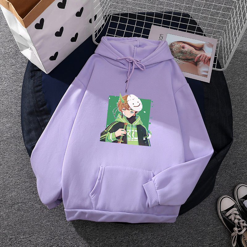Damen nan Kapuzenpullover mit geprintetem Manga-Motiv und weichem Fleece-Innenfutter Shop Nory