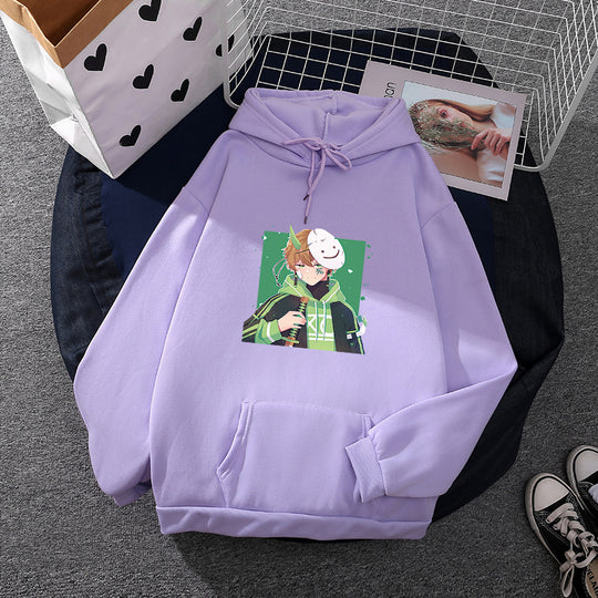 Damen nan Kapuzenpullover mit geprintetem Manga-Motiv und weichem Fleece-Innenfutter Shop Nory