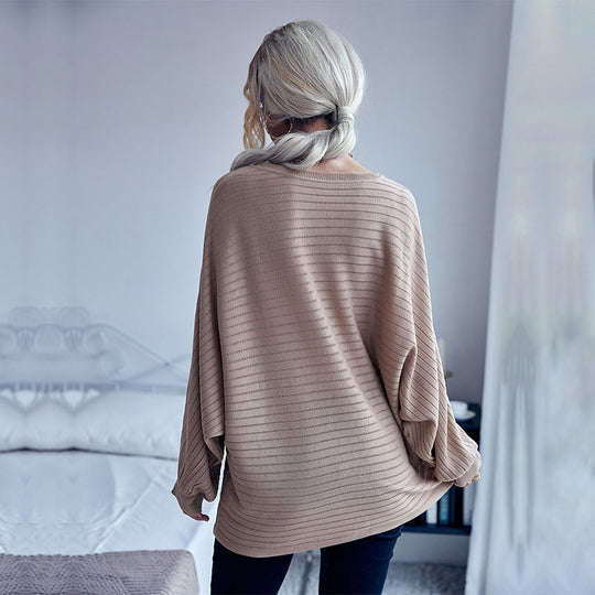Damen Oversize-Feinstrickpullover mit horizontalem Rippdetail und Rundhalsausschnitt Shop Nory