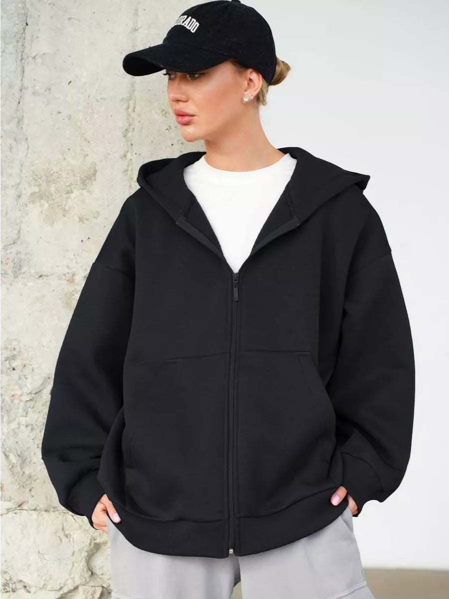 Damen Zip-Hoodie mit lässigem Schnitt und großen Taschen Shopnory
