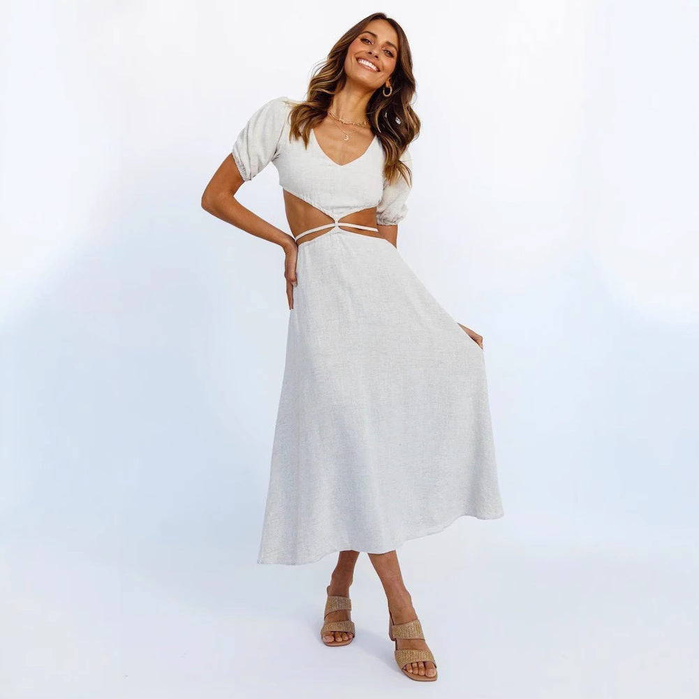 Damen Maxikleid mit kreativen Cut-Outs Shopnory