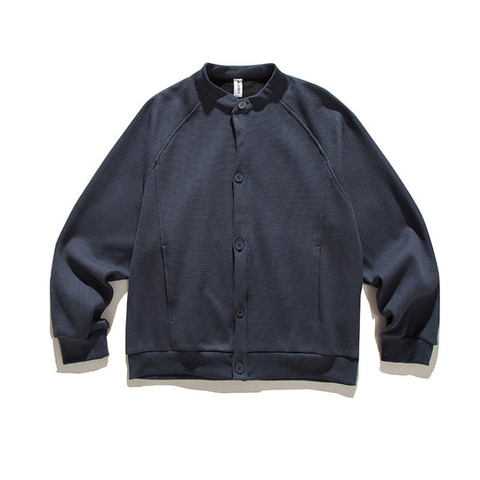 Herren Waffelstruktur-Strickjacke im Bomberstil mit Raglanärmeln und Knopfleiste Shop Nory