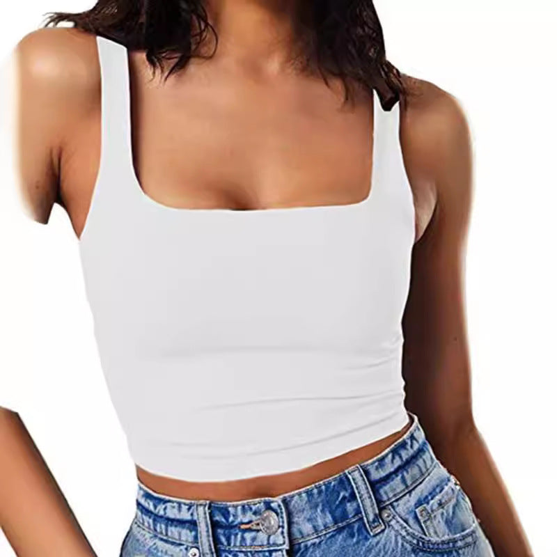 Damen Crop-Top mit quadratischem Ausschnitt und schmalem Schnitt