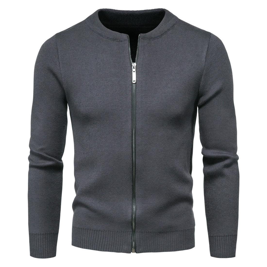 Herren stylische Strickjacke mit modernem Zipper und hohem Kragen