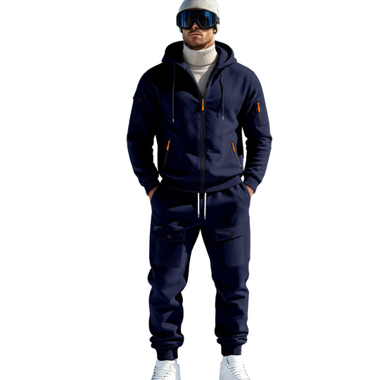 Herren Komfort-Fleece Hoodie mit Reißverschluss, Kapuze und Utility-Ärmeltasche Shop Nory