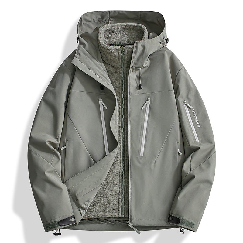 Herren Zwei-in-Eins Softshell-Outdoorjacke mit abnehmbarer Fleece-Innenjacke und wasserdichten Reißverschlüssen Shop Nory