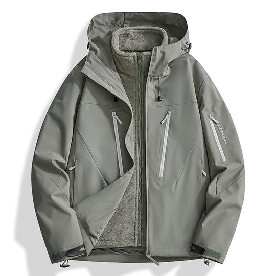 Herren Zwei-in-Eins Softshell-Outdoorjacke mit abnehmbarer Fleece-Innenjacke und wasserdichten Reißverschlüssen Shop Nory