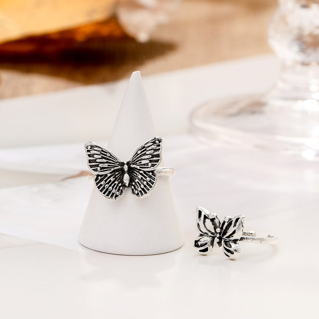 Damen Ring-Set mit floralem Schmetterlings-Design Shop Nory