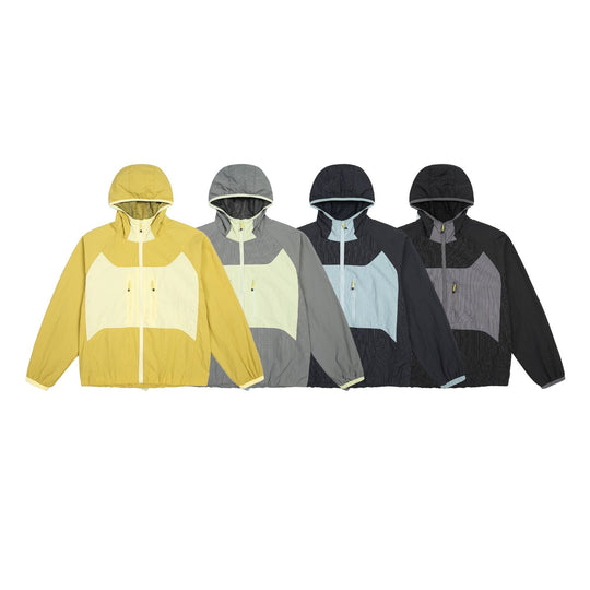 Unisex Leichte Kapuzen-Windjacke mit Ripstop‑Material, Colourblock‑Einsätzen und Fronttaschen Shop Nory