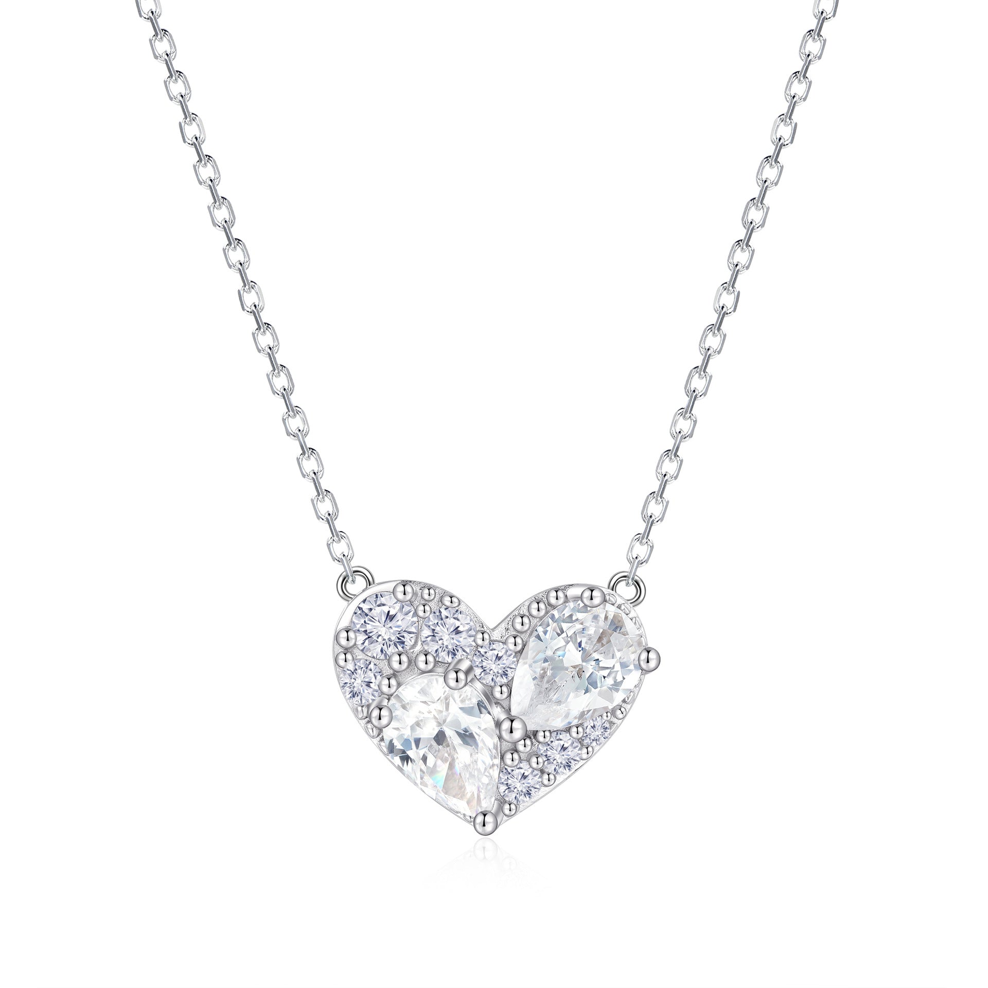 Damenkette mit herzförmigem Anhänger und funkelnden Kristallsteinen Shop Nory