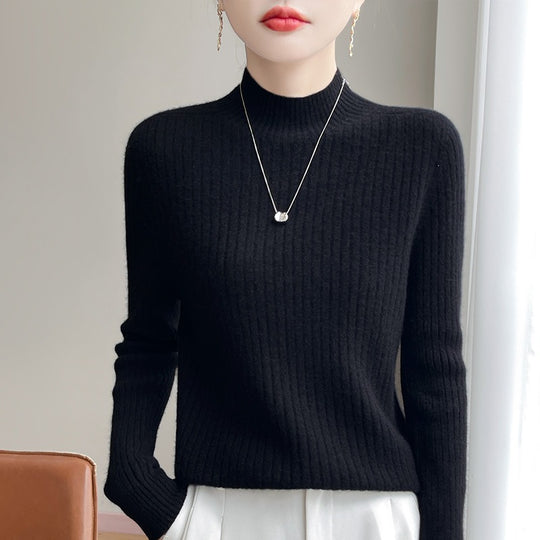 Damen Schmaler Rippenstrick-Mockneck mit extraweicher Kaschmir-Optik Shop Nory