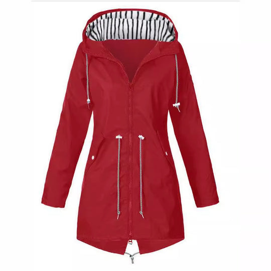 Damen nan taillierte Parka-Jacke mit Kapuze, Kordelzugbund und verdecktem Reißverschluss Shop Nory