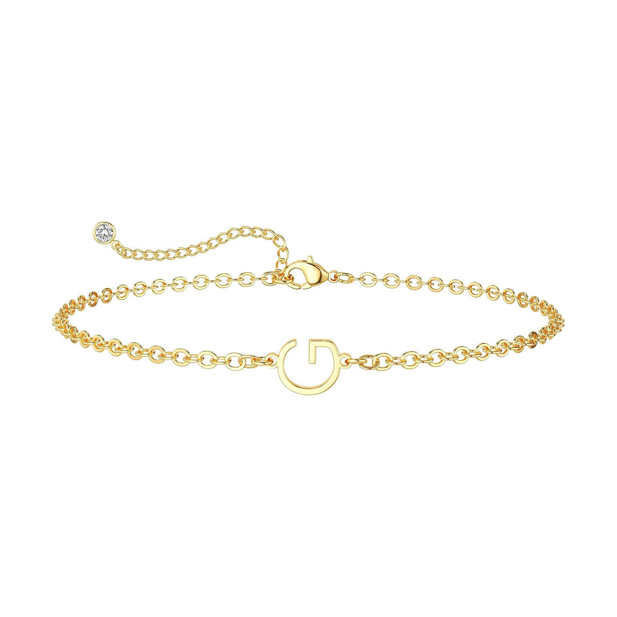 Damen Fußkettchen mit personalisiertem Anfangsbuchstaben und funkelndem Zirkonia-Detail Shop Nory