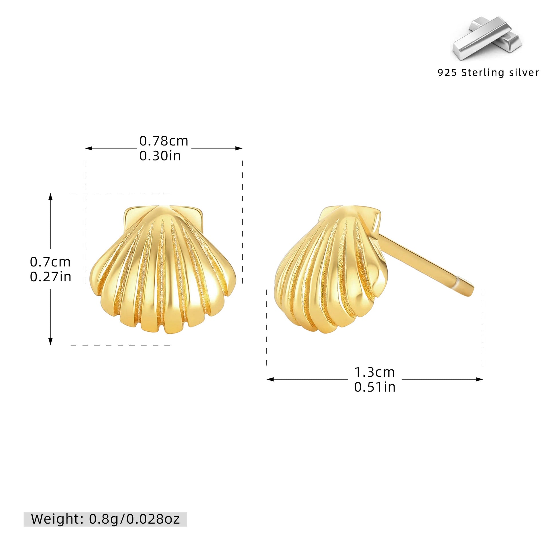 Damen Ohrstecker im eleganten Muschel-Design Shop Nory