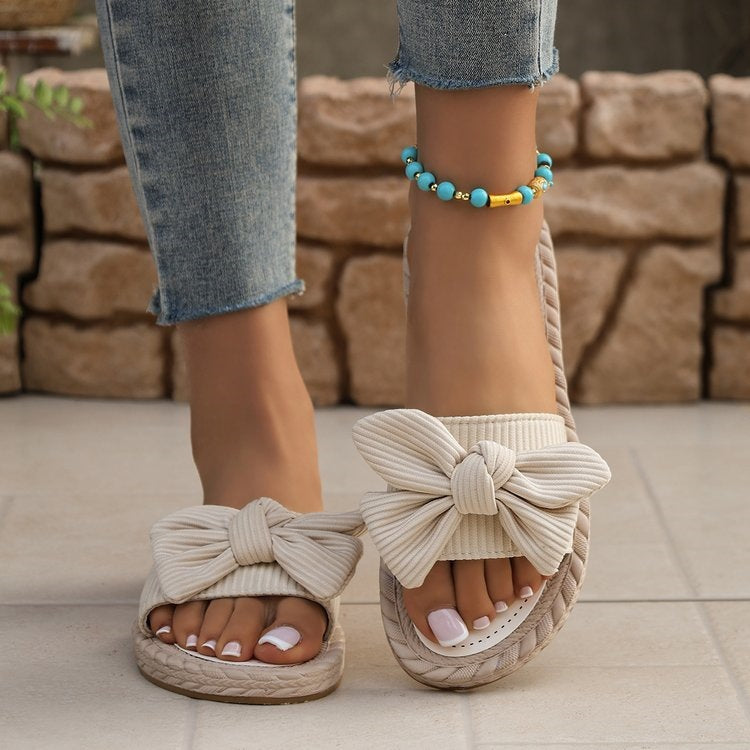 Damen modische Espadrilles mit dekorativem Schleifen-Detail