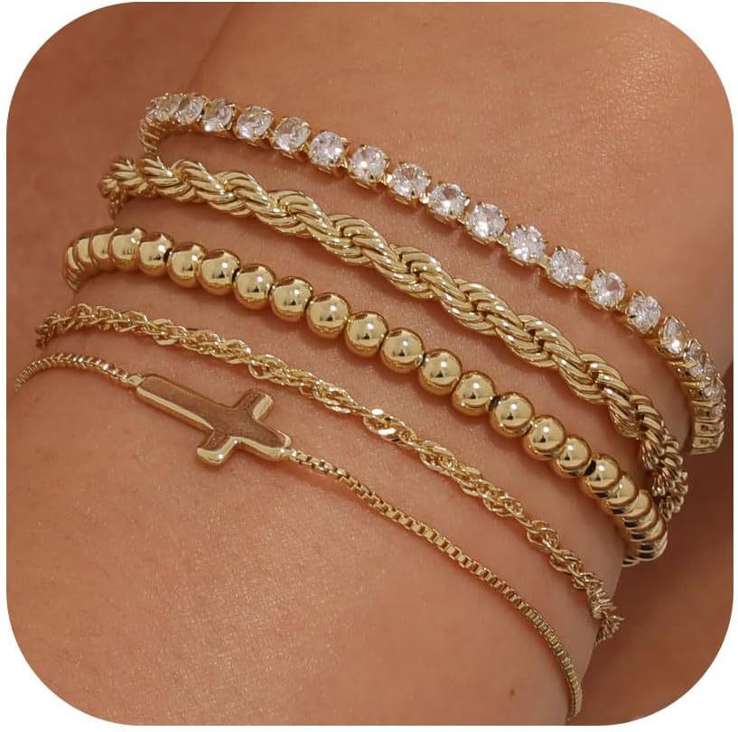 Damen Armbandset mit eleganten Glieder- und Zierketten Shop Nory
