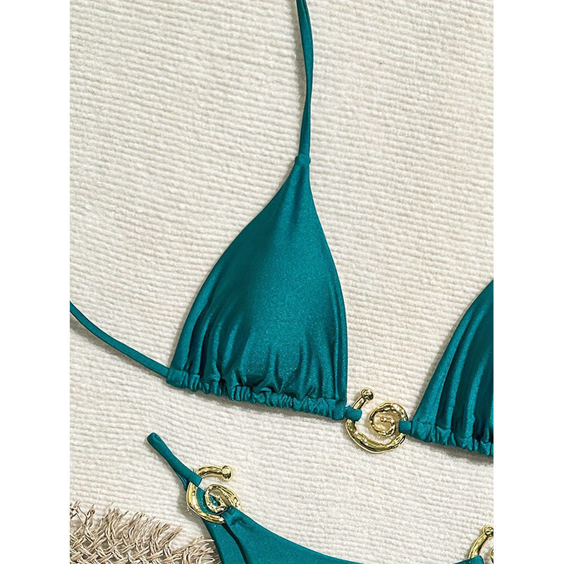 Damen Triangel-Bikini mit luxuriösen Kettenakzenten
