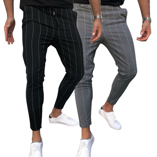 Herren Slim-Fit Cropped Chinohose mit Nadelstreifen und elastischem Bund Shop Nory