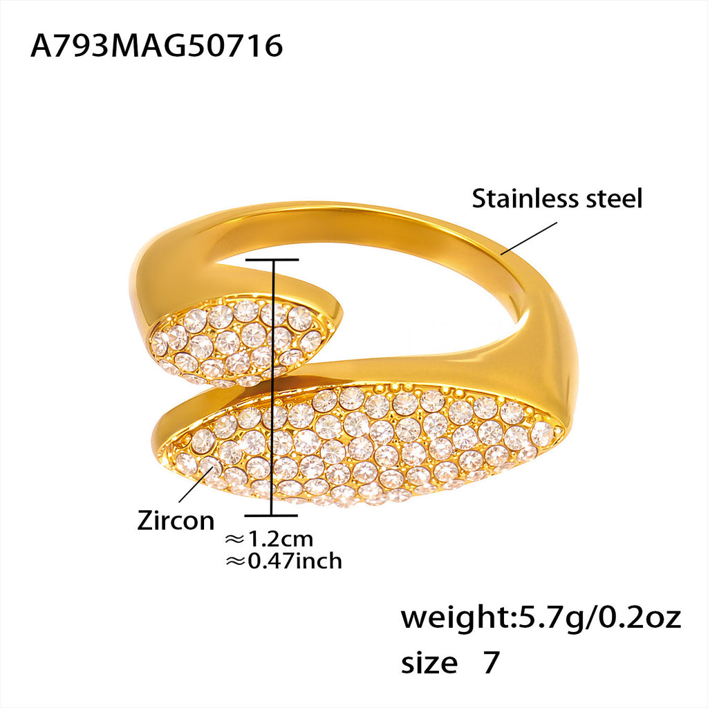 Damen zierlicher Ring mit funkelnden Zirkon-Applikationen aus Edelstahl Shop Nory