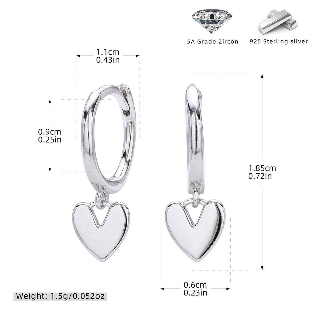 Damen Creolen mit herzförmigem Anhänger aus 925 Sterling Silber Shop Nory