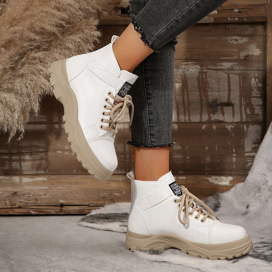 Damen Plateau-Ankleboots mit Klettverschluss, robuster Lug-Sohle und gepolstertem Schaft Shop Nory