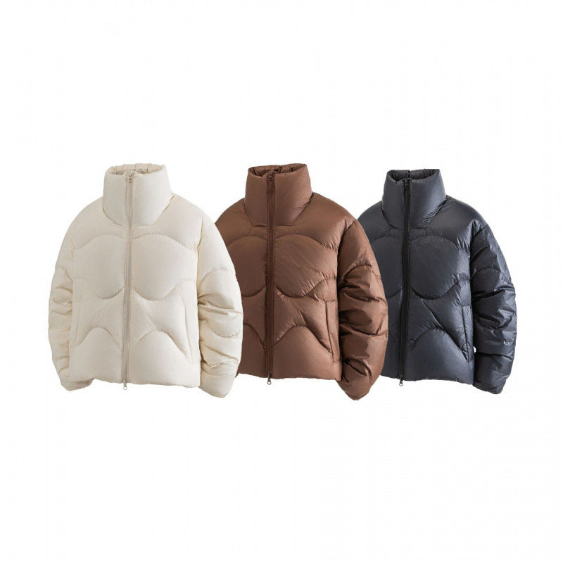 Damen Kurze gesteppte Steppjacke mit hohem Kragen und wellenförmiger Steppung Shop Nory