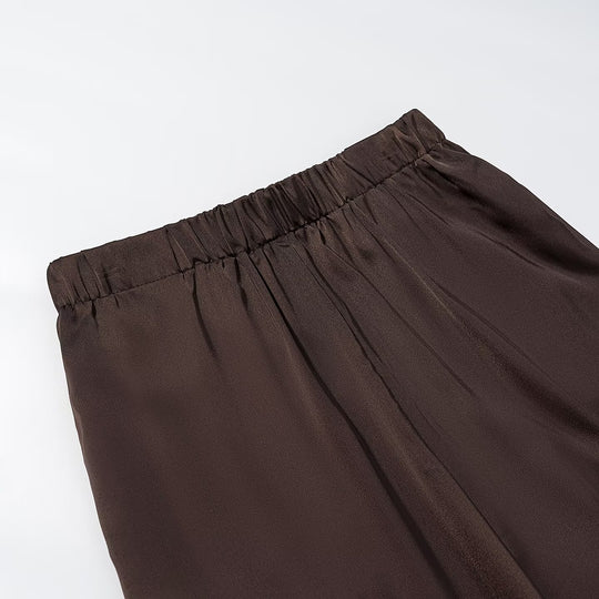 Damen Weite Palazzohose mit elastischem Bund und fließender Satin‑Optik Shop Nory