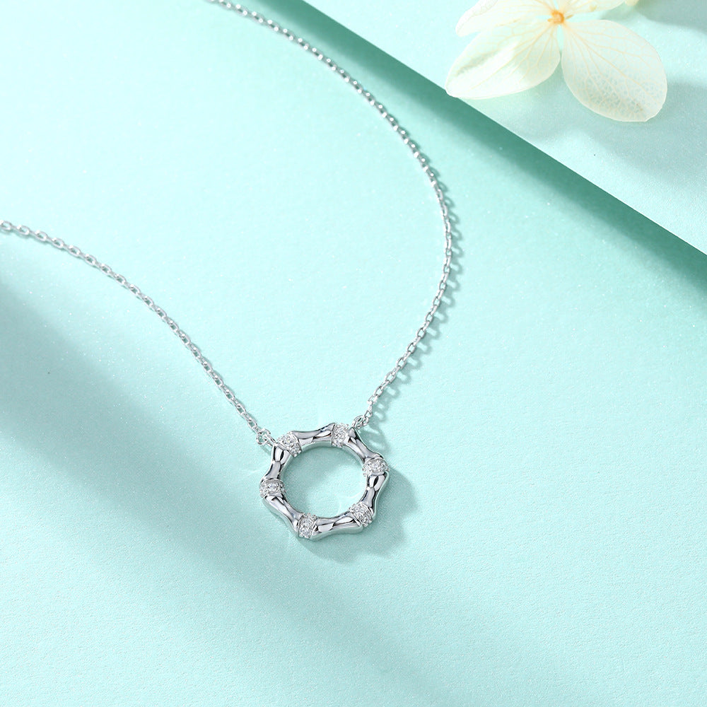 Damen Halskette im modernen Kreismuster mit Zirkonia-Besatz Shop Nory