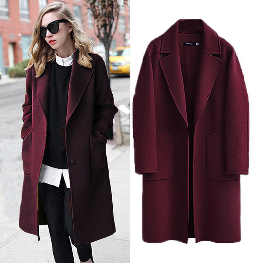 Damen Longline Wollmix-Mantel mit Oversize-Revers und aufgesetzten Taschen Shop Nory